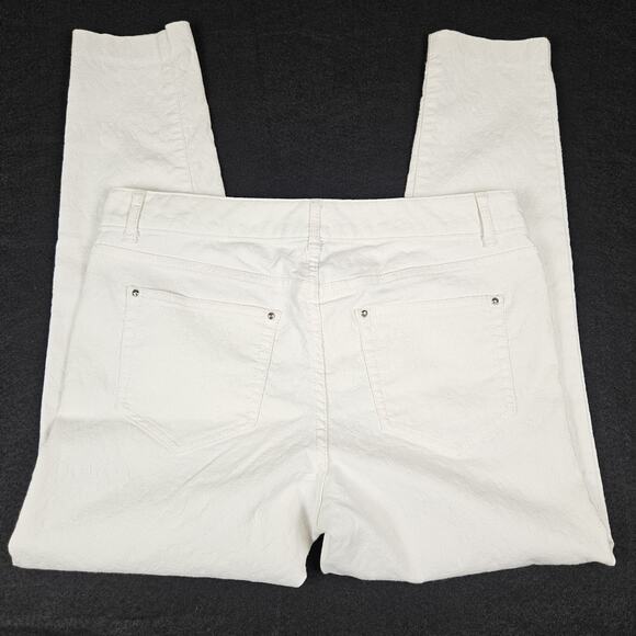 Cache Textured Stretch Jeans Cropped White Skinny Summer Capri Vacation Womens 8 - Picture 2 of 15